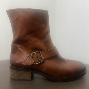 Paul Green Tan Leather Moto Boots